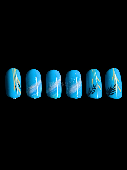 Waves and Sea Grass Press-on Nail Kit