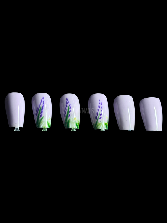 May night Press-on Nail Kit - HP Purple Flowers