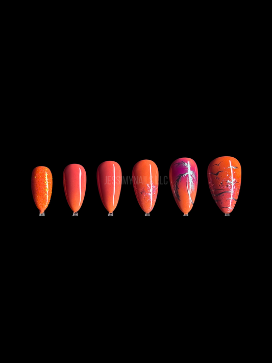 Sunset Palm Tree Press-On Nails