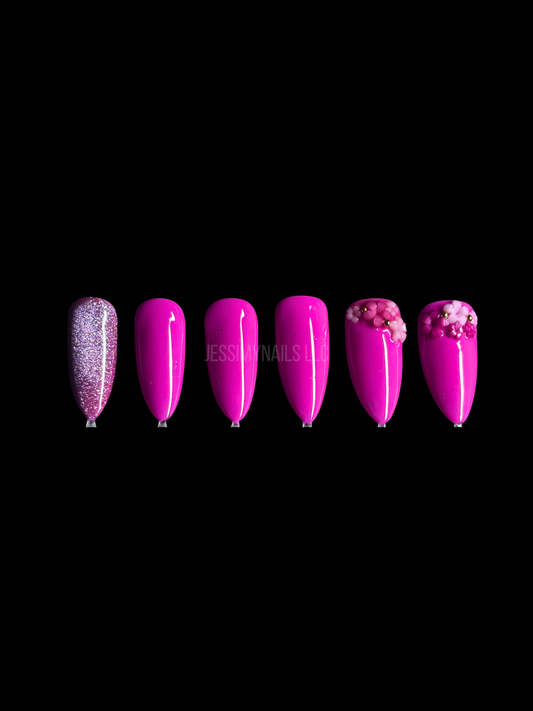 Electric Blossom Press-On Nail Kit - 3d Flower Charms